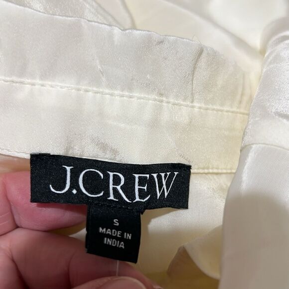 J. Crew cf440 Ivory Bungalow popover shirt in crepe de chine NWT size s - Picture 10 of 12